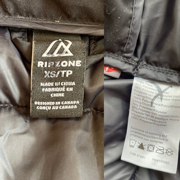 Ripzone puffer parka long Jacket size XS black quilted Winter Jacket - Picture 8 of 15